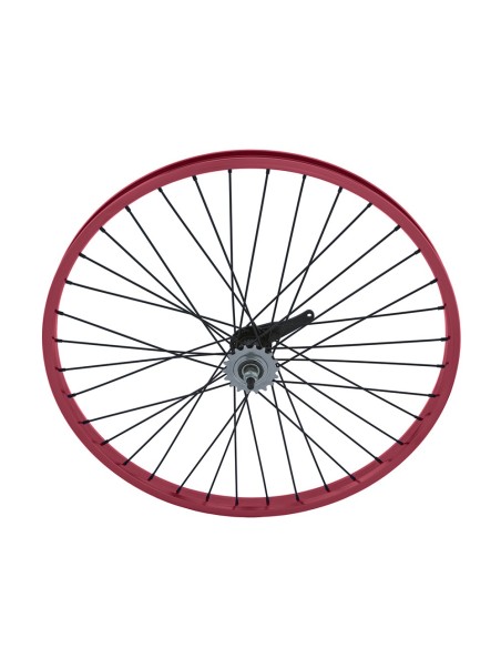 26 x 1.75 Alloy Coaster Wheel 36 Spoke 12gBlack 3/8 Axle Single Wall Red.